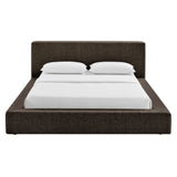 Kiln Chenille Upholstered King Platform Bed Frame in Java