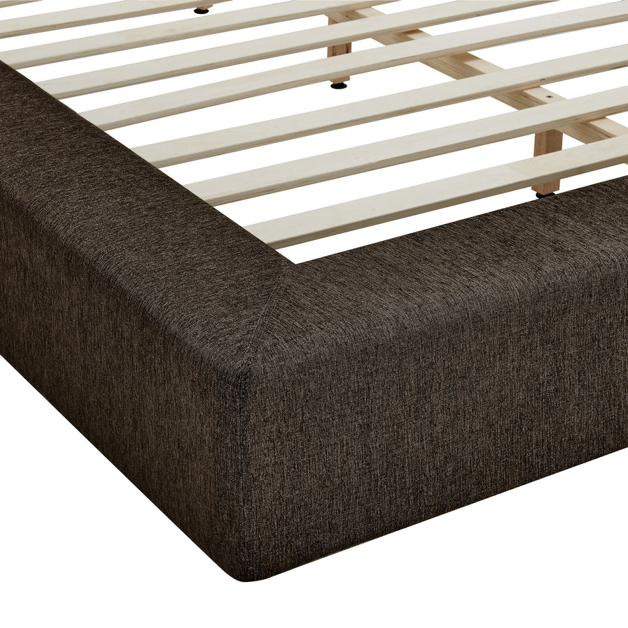 Kiln Chenille Upholstered King Platform Bed Frame in Java