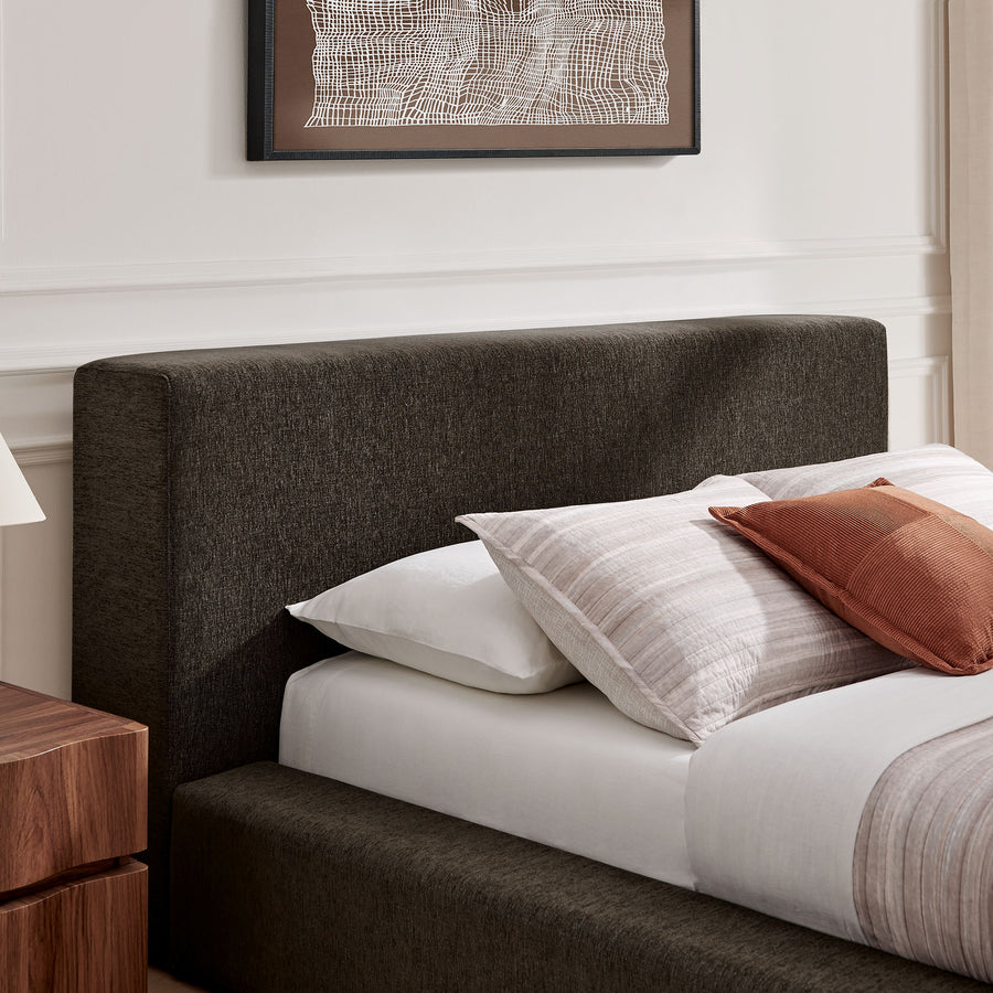 Kiln Chenille Upholstered King Platform Bed Frame in Java