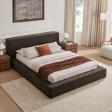 Kiln Chenille Upholstered King Platform Bed Frame in Java