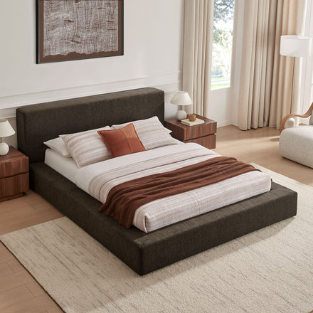Luma Chenille Upholstered King Platform Bed Frame in Java
