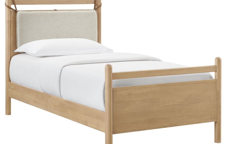 Loom Twin Size Wood Platform Bed Frame in Light Oak Heathered Ivory