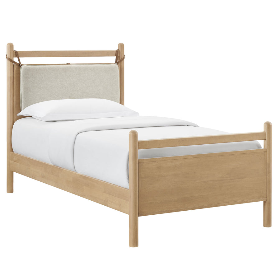 Loom Twin Size Wood Platform Bed Frame in Light Oak Heathered Ivory