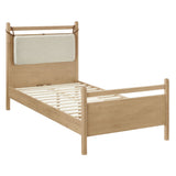 Loom Twin Size Wood Platform Bed Frame in Light Oak Heathered Ivory