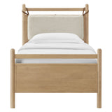 Loom Twin Size Wood Platform Bed Frame in Light Oak Heathered Ivory