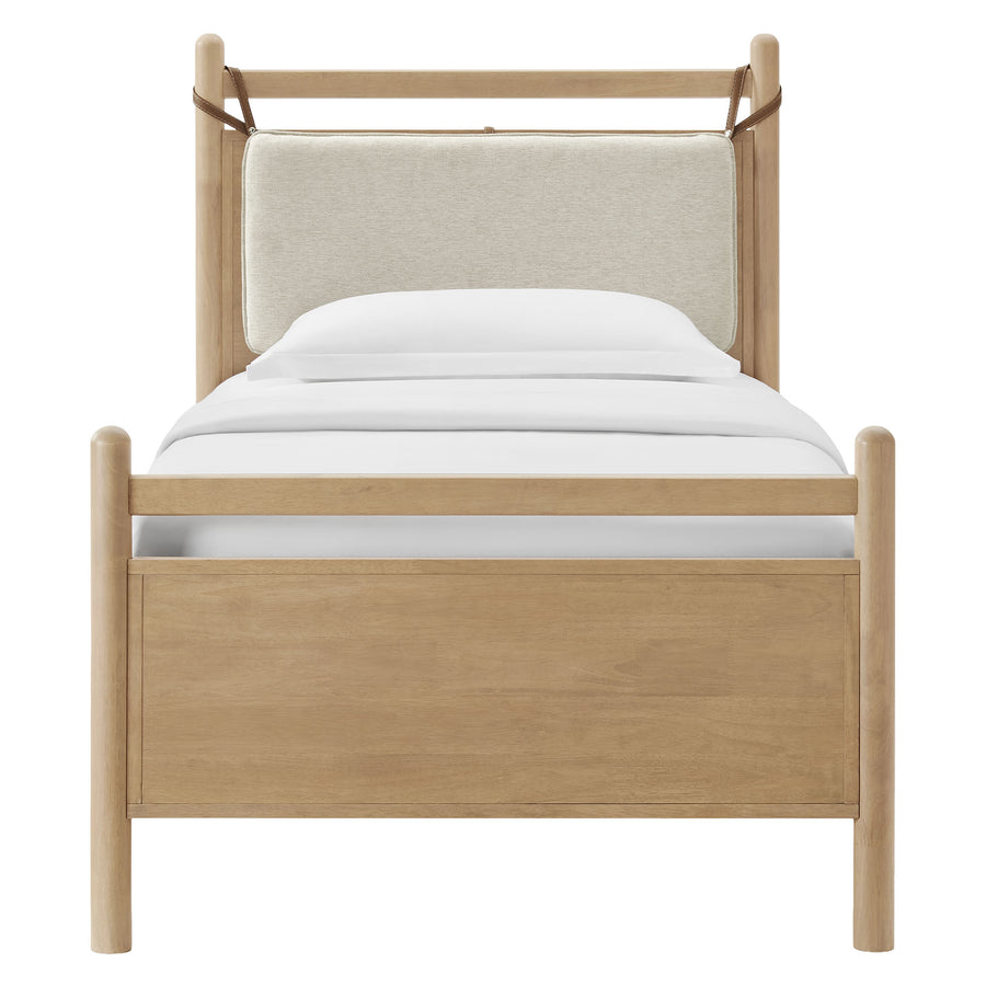 Loom Twin Size Wood Platform Bed Frame in Light Oak Heathered Ivory