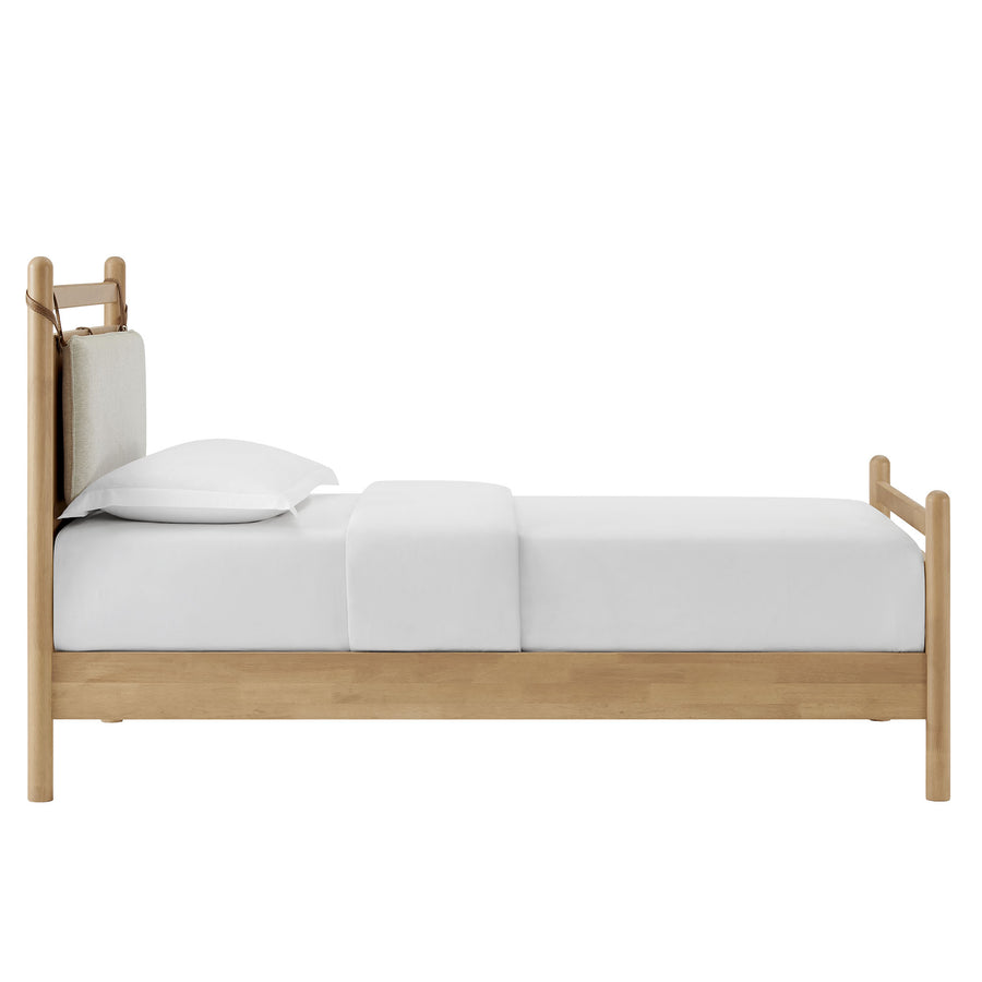Loom Twin Size Wood Platform Bed Frame in Light Oak Heathered Ivory