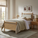 Loom Twin Size Wood Platform Bed Frame in Light Oak Heathered Ivory
