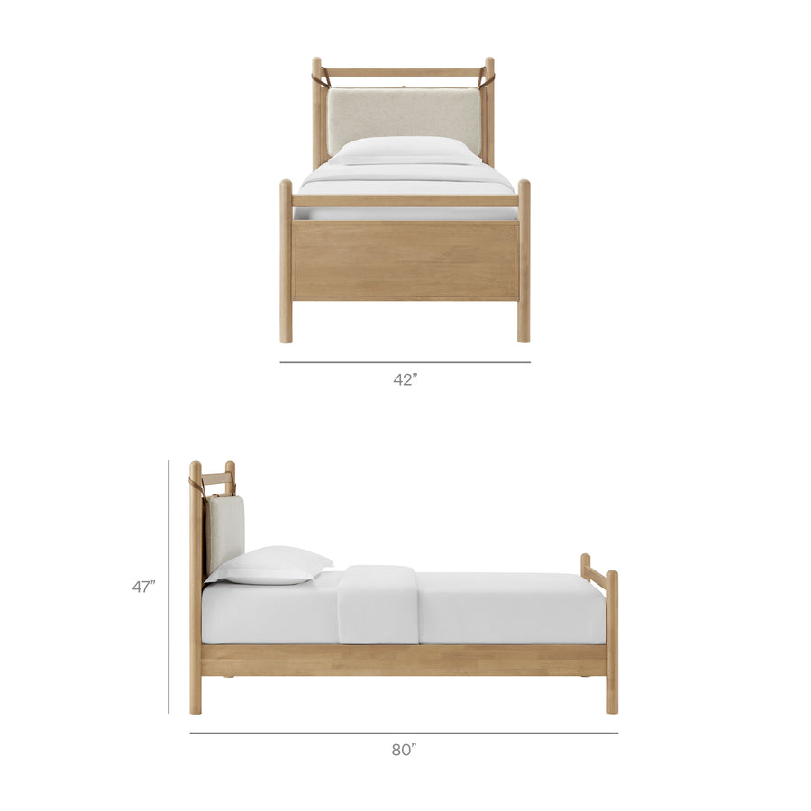 Loom Twin Size Wood Platform Bed Frame in Light Oak Heathered Ivory
