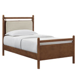 Loom Twin Size Wood Platform Bed Frame in Walnut Heathered Ivory