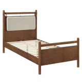 Loom Twin Size Wood Platform Bed Frame in Walnut Heathered Ivory
