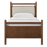 Loom Twin Size Wood Platform Bed Frame in Walnut Heathered Ivory