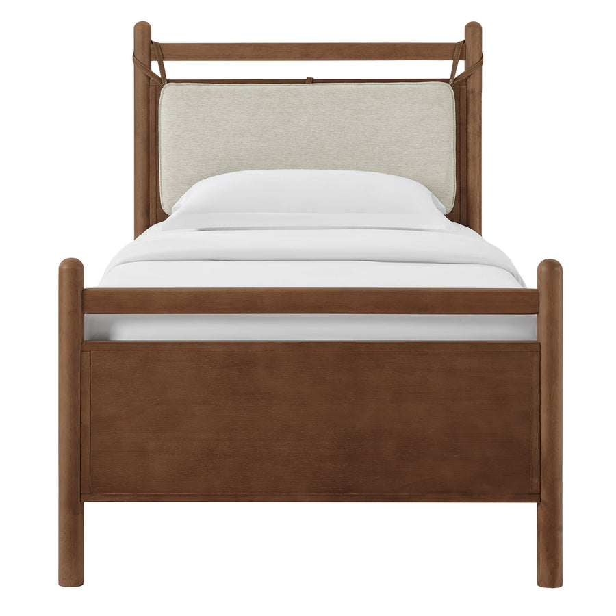 Loom Twin Size Wood Platform Bed Frame in Walnut Heathered Ivory