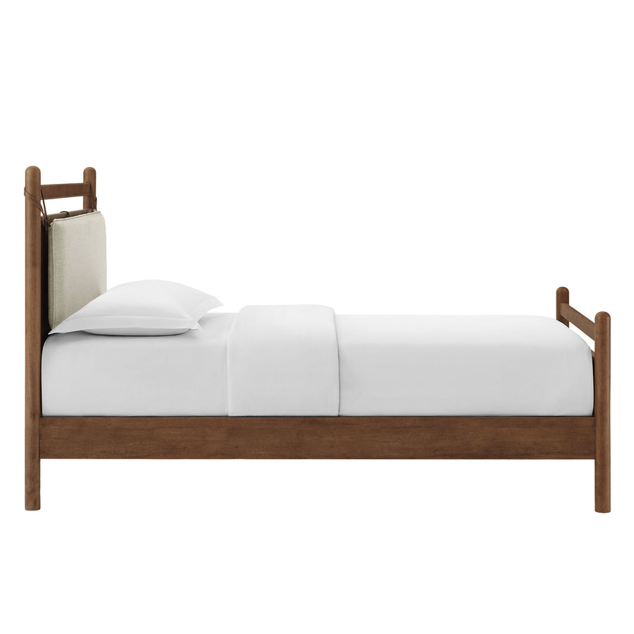 Loom Twin Size Wood Platform Bed Frame in Walnut Heathered Ivory