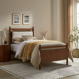 Loom Twin Size Wood Platform Bed Frame in Walnut Heathered Ivory