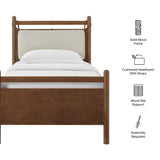 Loom Twin Size Wood Platform Bed Frame in Walnut Heathered Ivory