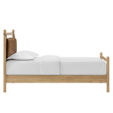 Loom Twin Size Vegan Leather and Wood Platform Bed Frame in Light Oak Canyon