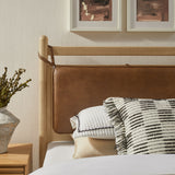 Loom Twin Size Vegan Leather and Wood Platform Bed Frame in Light Oak Canyon