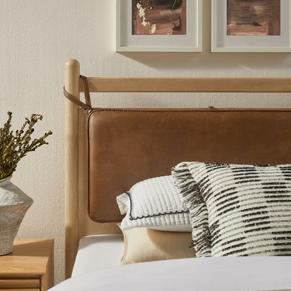 Leni Twin Size Vegan Leather and Wood Platform Bed Frame by Furniture for America