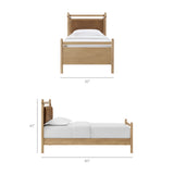 Loom Twin Size Vegan Leather and Wood Platform Bed Frame in Light Oak Canyon