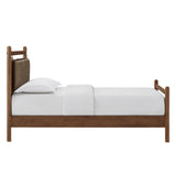 Loom Twin Size Vegan Leather and Wood Platform Bed Frame in Walnut Mushroom