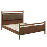 Loom Full Size Vegan Leather and Wood Platform Bed Frame in Walnut Mushroom