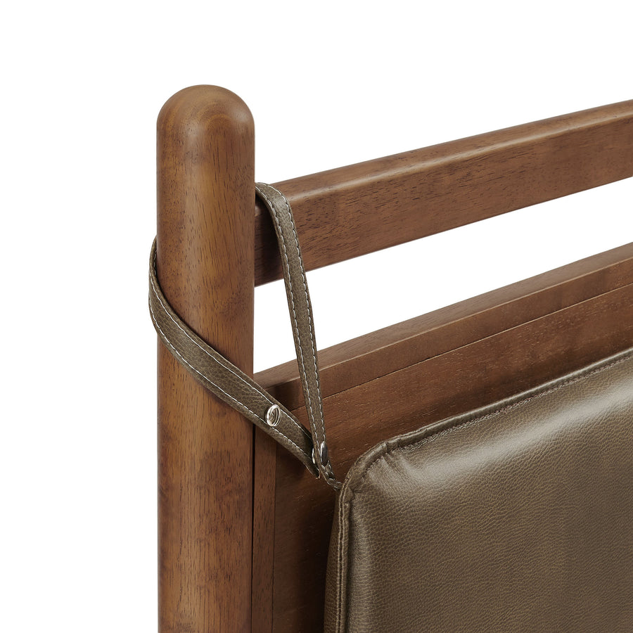 Loom Full Size Vegan Leather and Wood Platform Bed Frame in Walnut Mushroom