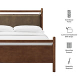 Loom Full Size Vegan Leather and Wood Platform Bed Frame in Walnut Mushroom