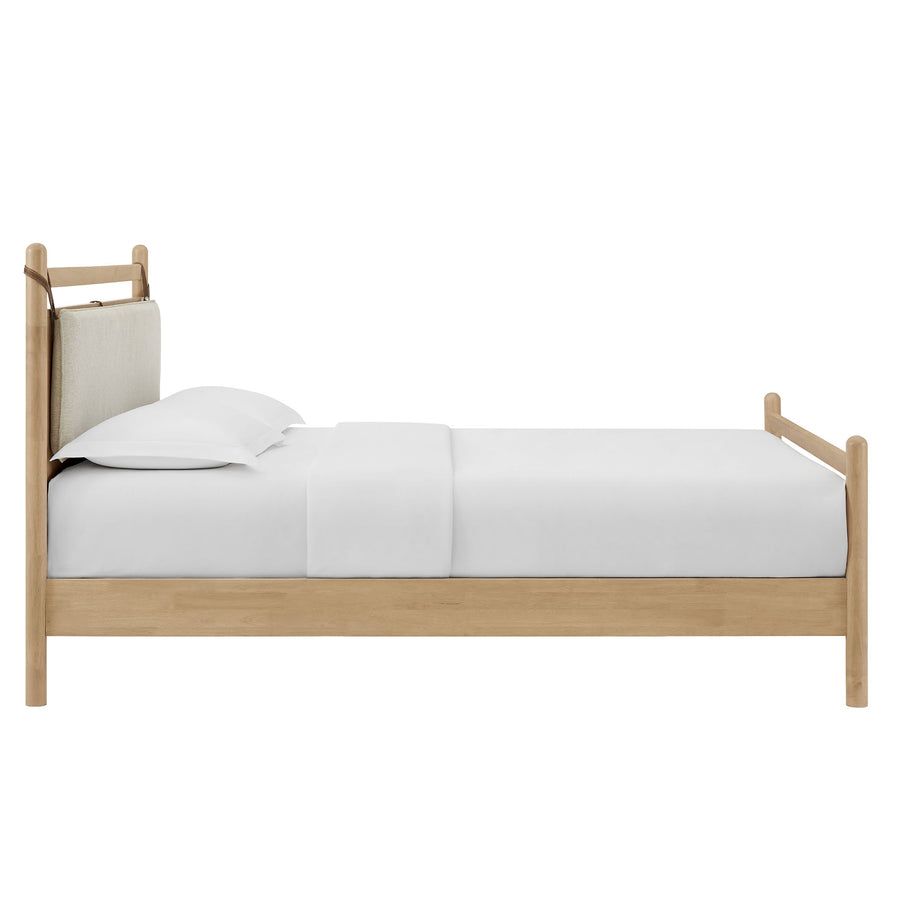 Loom Queen Size Wood Platform Bed Frame in Light Oak Heathered Ivory