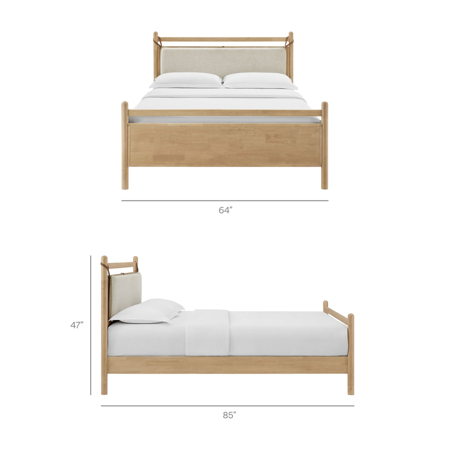 Loom Queen Size Wood Platform Bed Frame in Light Oak Heathered Ivory