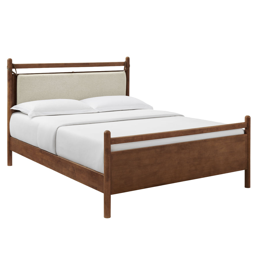 Loom Queen Size Wood Platform Bed Frame in Walnut Heathered Ivory