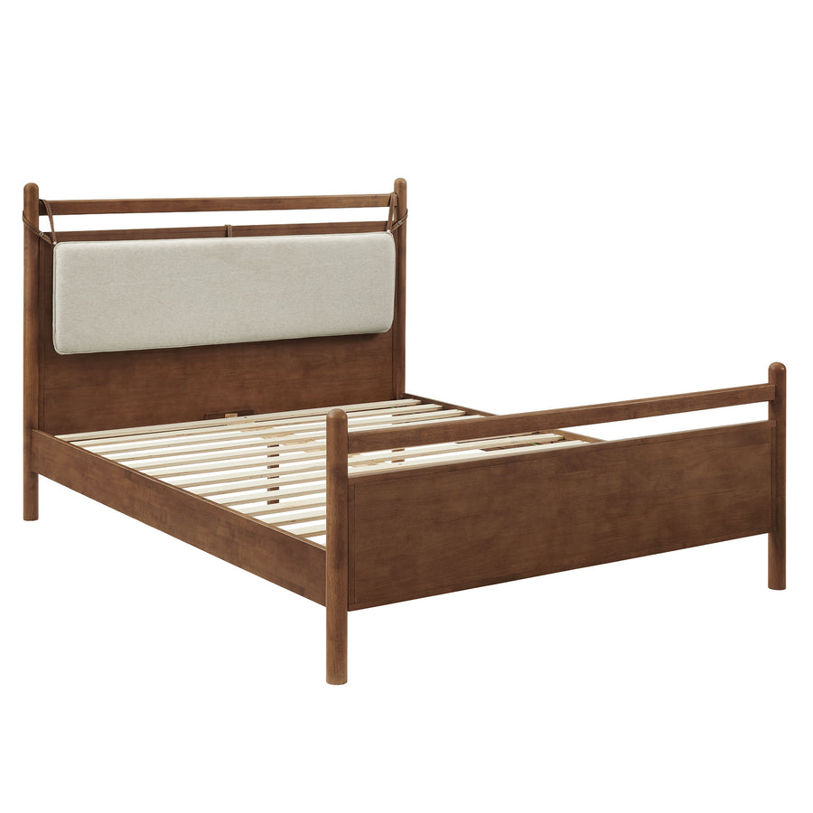 Loom Queen Size Wood Platform Bed Frame in Walnut Heathered Ivory