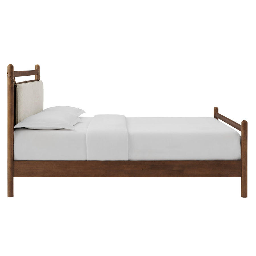 Loom Queen Size Wood Platform Bed Frame in Walnut Heathered Ivory