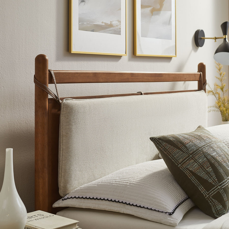 Loom Queen Size Wood Platform Bed Frame in Walnut Heathered Ivory