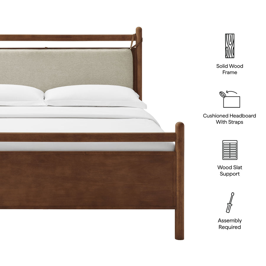 Loom Queen Size Wood Platform Bed Frame in Walnut Heathered Ivory