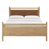 Loom Queen Size Vegan Leather and Wood Platform Bed Frame in Light Oak Canyon
