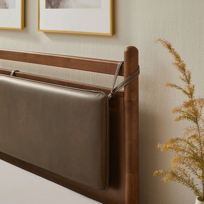 Leni Queen Size Vegan Leather and Wood Platform Bed Frame by Furniture for America