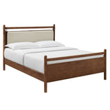Loom King Size Wood Platform Bed Frame in Walnut Heathered Ivory