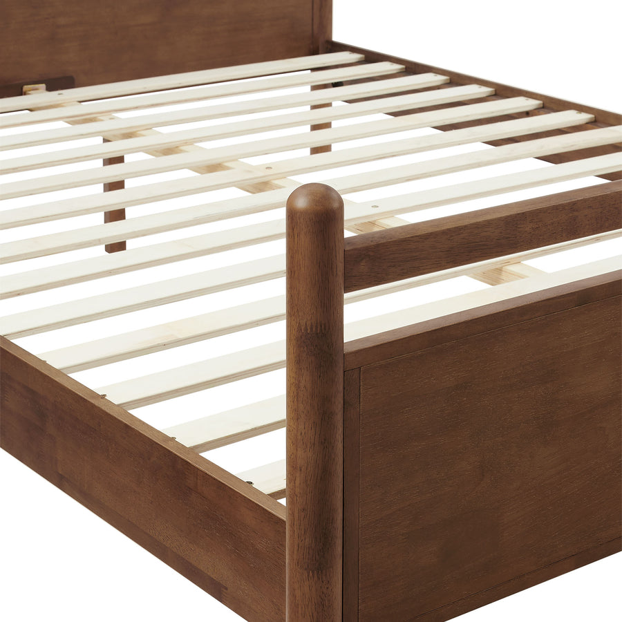 Loom King Size Wood Platform Bed Frame in Walnut Heathered Ivory