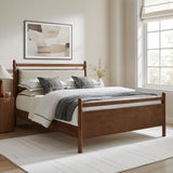 Loom King Size Wood Platform Bed Frame in Walnut Heathered Ivory