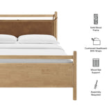 Loom King Size Vegan Leather and Wood Platform Bed Frame in Light Oak Canyon