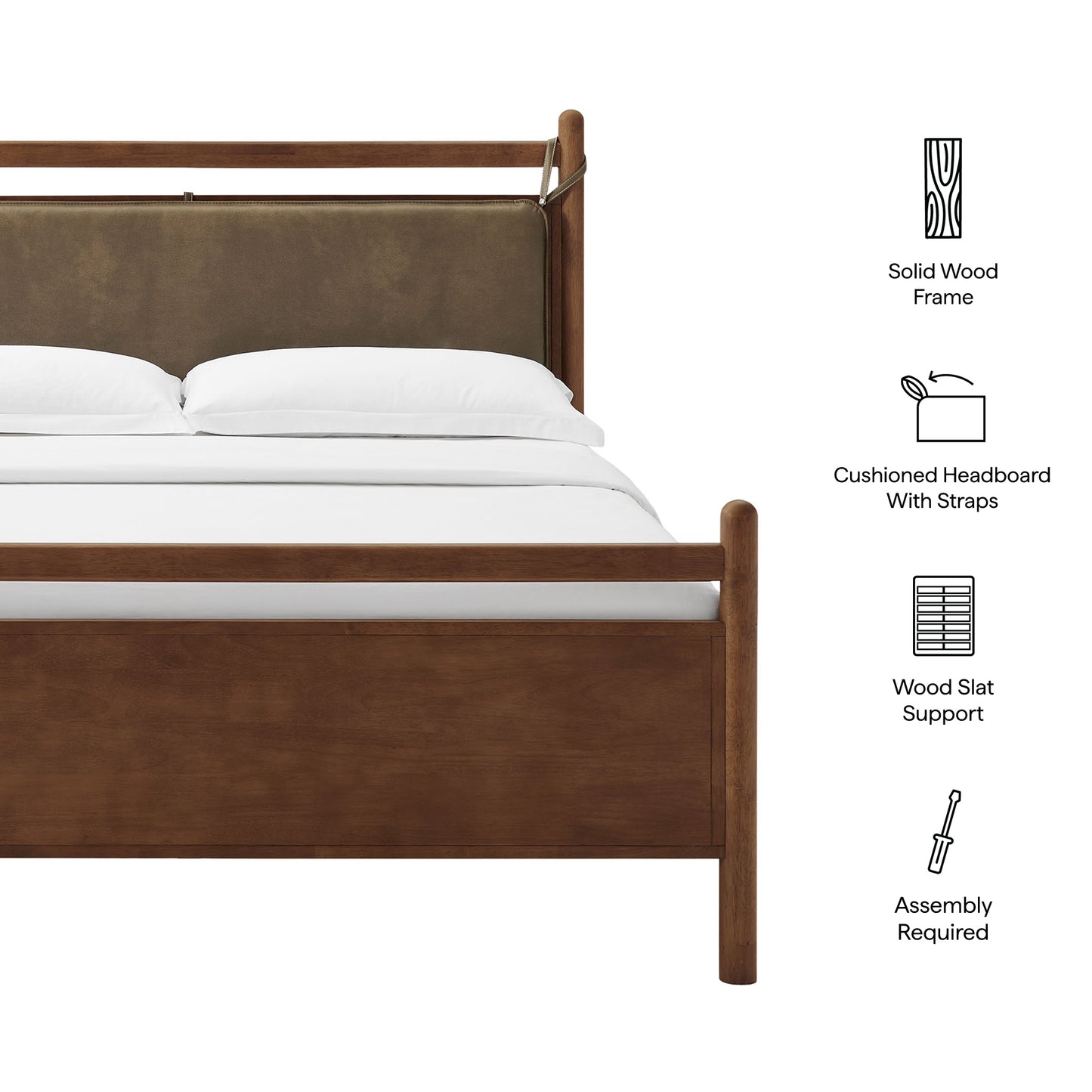 Leni King Size Vegan Leather and Wood Platform Bed Frame by Furniture for America