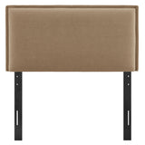 Slate Upholstered Linen Blend Twin Size Headboard in Almond