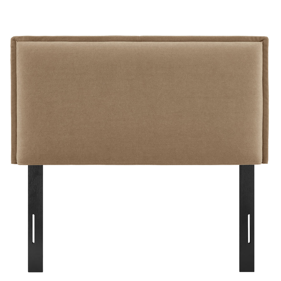 Slate Upholstered Linen Blend Twin Size Headboard in Almond