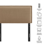 Slate Upholstered Linen Blend Twin Size Headboard in Almond