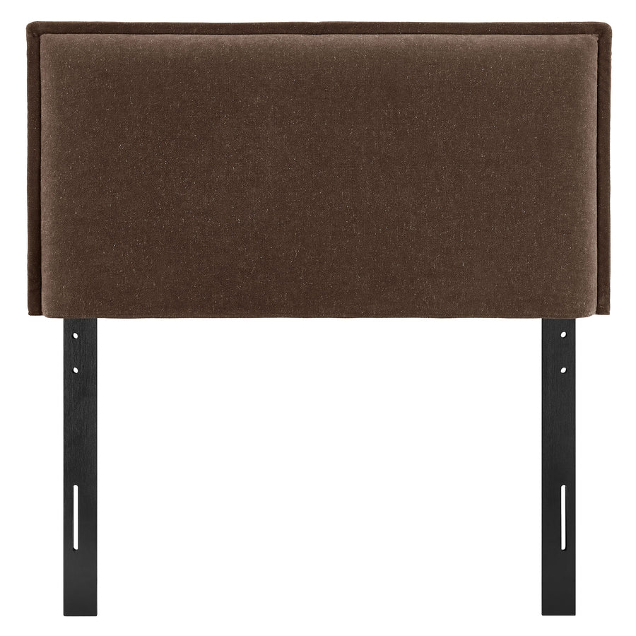 Slate Upholstered Linen Blend Twin Size Headboard in Cocoa