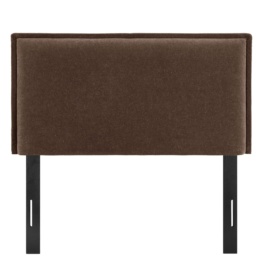 Slate Upholstered Linen Blend Twin Size Headboard in Cocoa