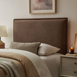 Slate Upholstered Linen Blend Twin Size Headboard in Cocoa