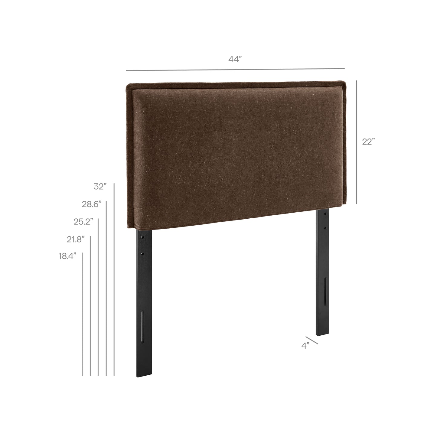 Slate Upholstered Linen Blend Twin Size Headboard in Cocoa