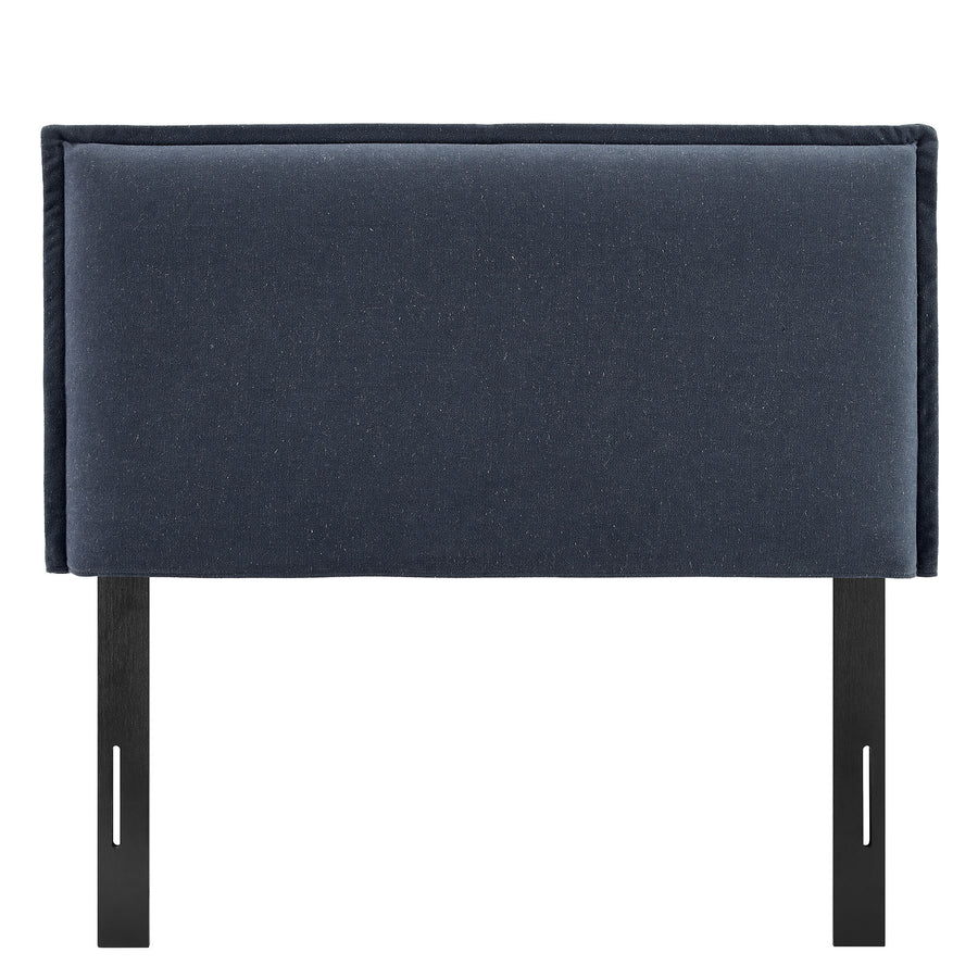 Slate Upholstered Linen Blend Twin Size Headboard in Denim